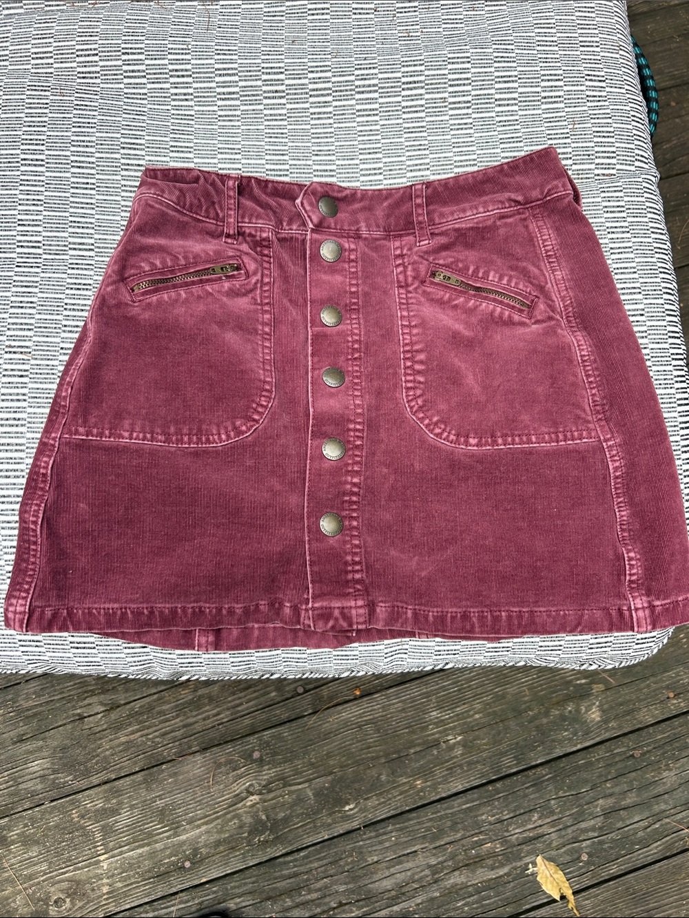 American Eagle Outfitters Corduroy Button-Front Mini Skirt in Dusty Mauve